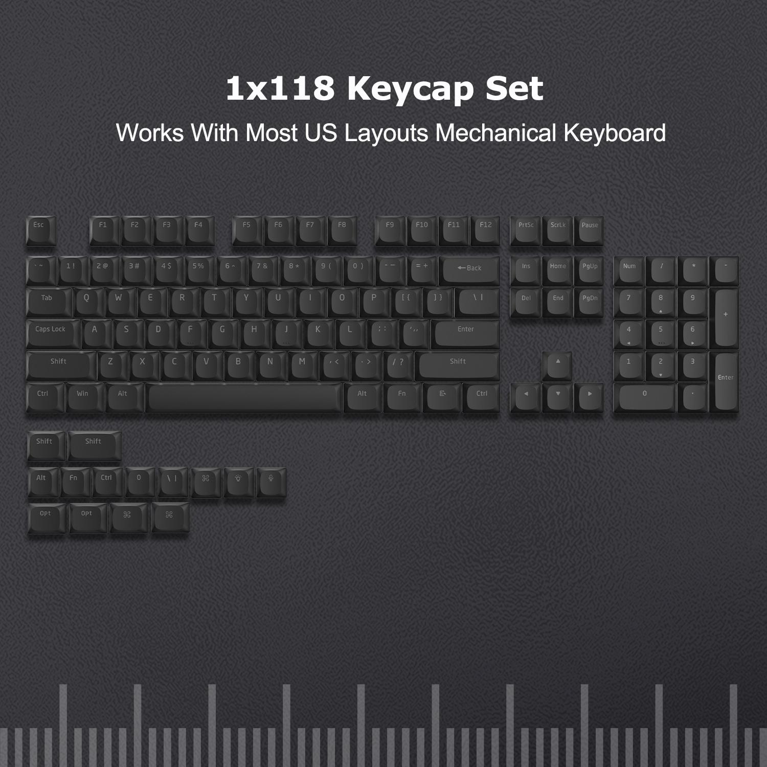 144/137 Key Cấu hình thấp Blue PBT Keycap Backlit KeyCap cho Cherry Gateron MX Game Cơ khí Bàn phím