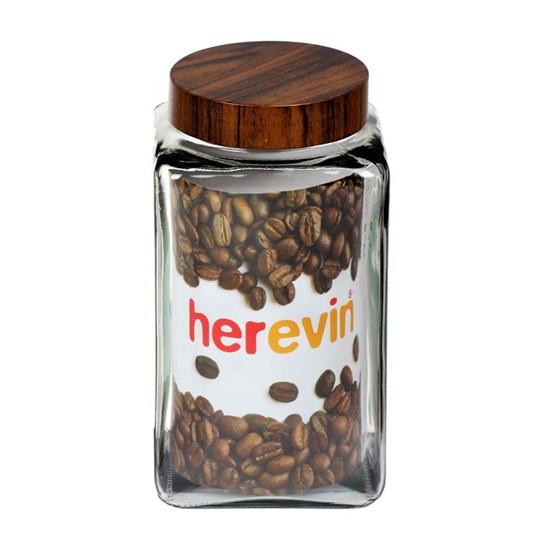 Bộ 2 Hũ Thủy Tinh Herevin Vuông Nắp Woody 2L - HEHU231016-205