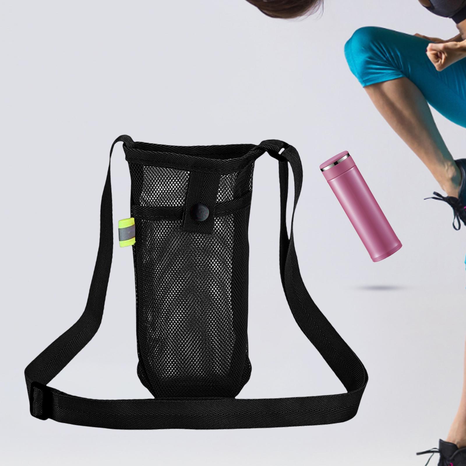 Mesh Nylon Water Bottle Holder Carrier Bag Pouch Black