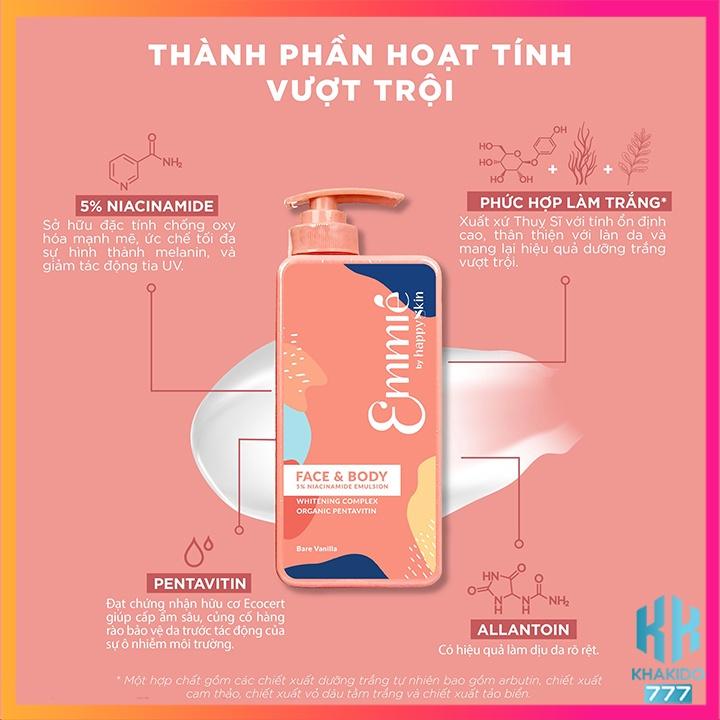 Combo 2 Chai Kem Dưỡng Trắng Da Emmie Cho Mặt Và Body Có Chứa 5 % Niaciamide 85ml - 250ml Emmié