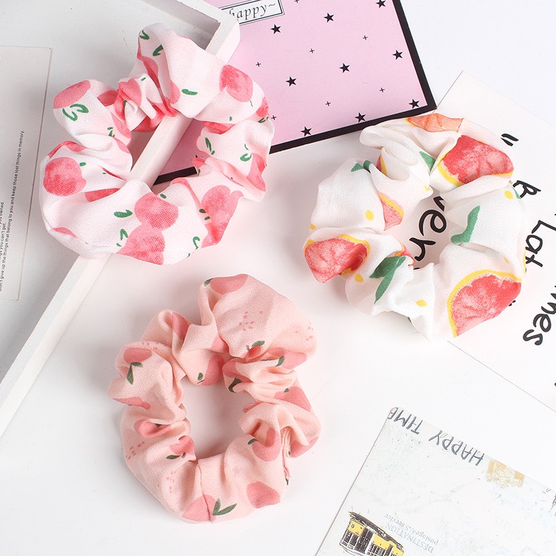 Dây cột tóc scrunchies dât buộc tóc vải họa tiết trái cây SC13