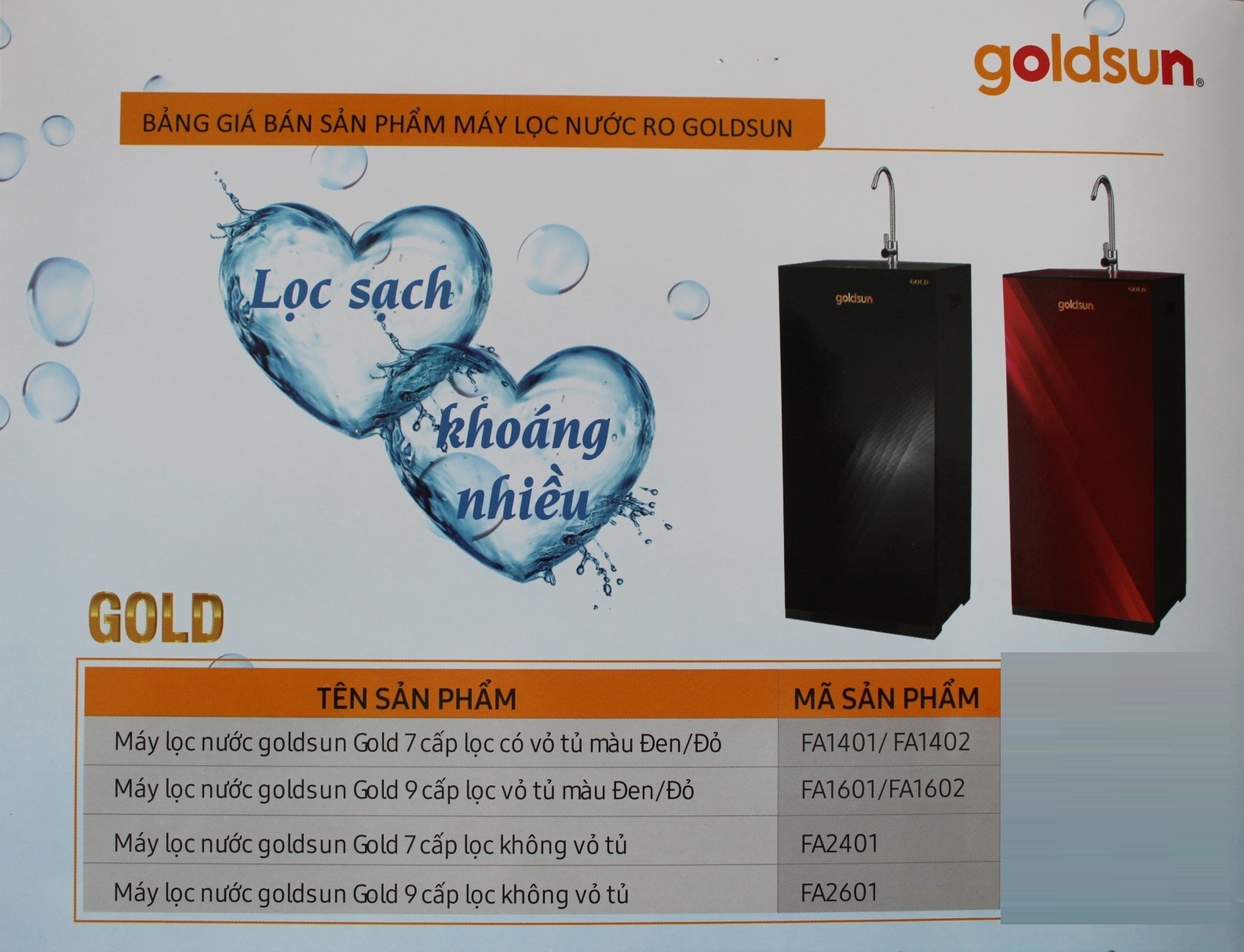 MÁY LỌC NƯỚC GOLDSUN FA1601