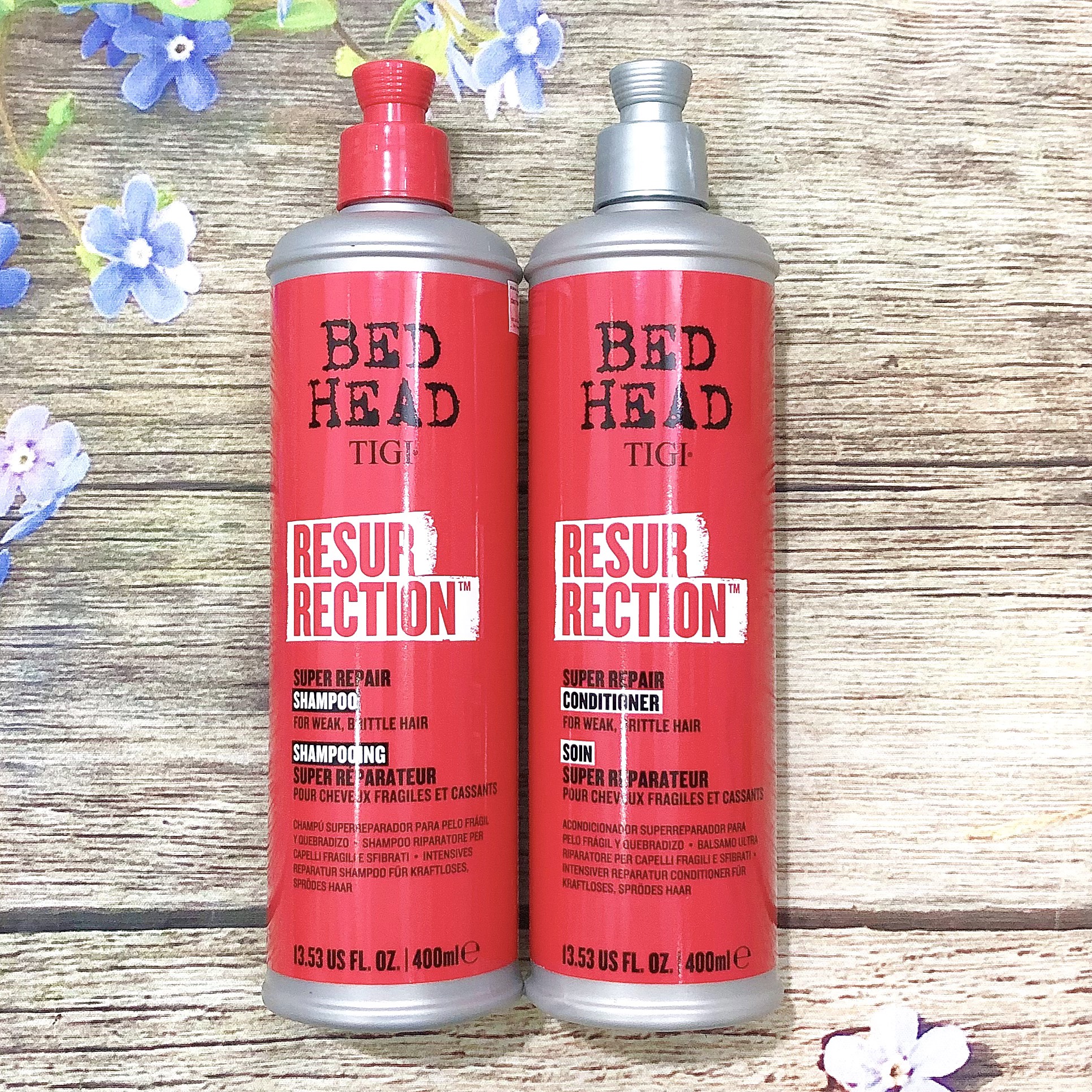 BỘ DẦU GỘI XẢ TIGI BEDHEAD RESURRECTION SUPER REPAIR SIÊU PHỤC HỒI TÓC 400ML*2 MÀU ĐỎ NEW