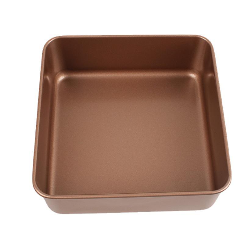 Khuôn làm bánh vuông sâu lòng làm bánh bông lan dày dặn, màu vàng kim đủ kích cỡ 6/7/8 inch