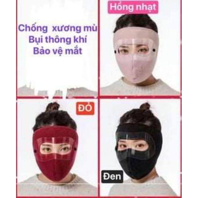 (Tổng Sỉ) Khẩu trang ninja 2in1 có kính Lót nỉ Chống bụi chống mưa gió bảo vệ mắt