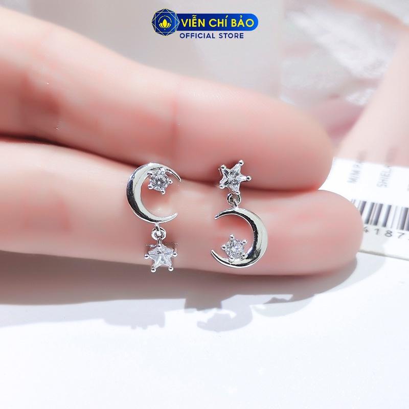 Bông tai bạc nữ Trăng Sao chất liệu bạc S925 thời trang trẻ trung nữ tính thương hiệu Viễn Chí Bảo B400350