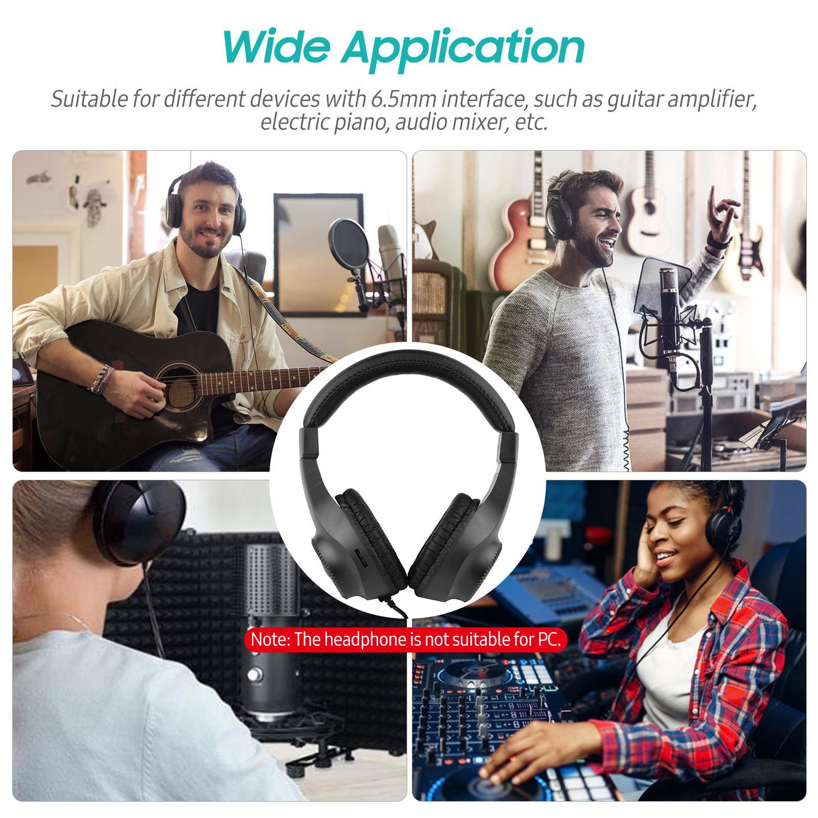 Tai nghe studio có dây 6,5mm Màn hình ghi âm âm thanh nổi cho guitar cho guitar giám sát chơi game màu chơi trò chơi: màu đen