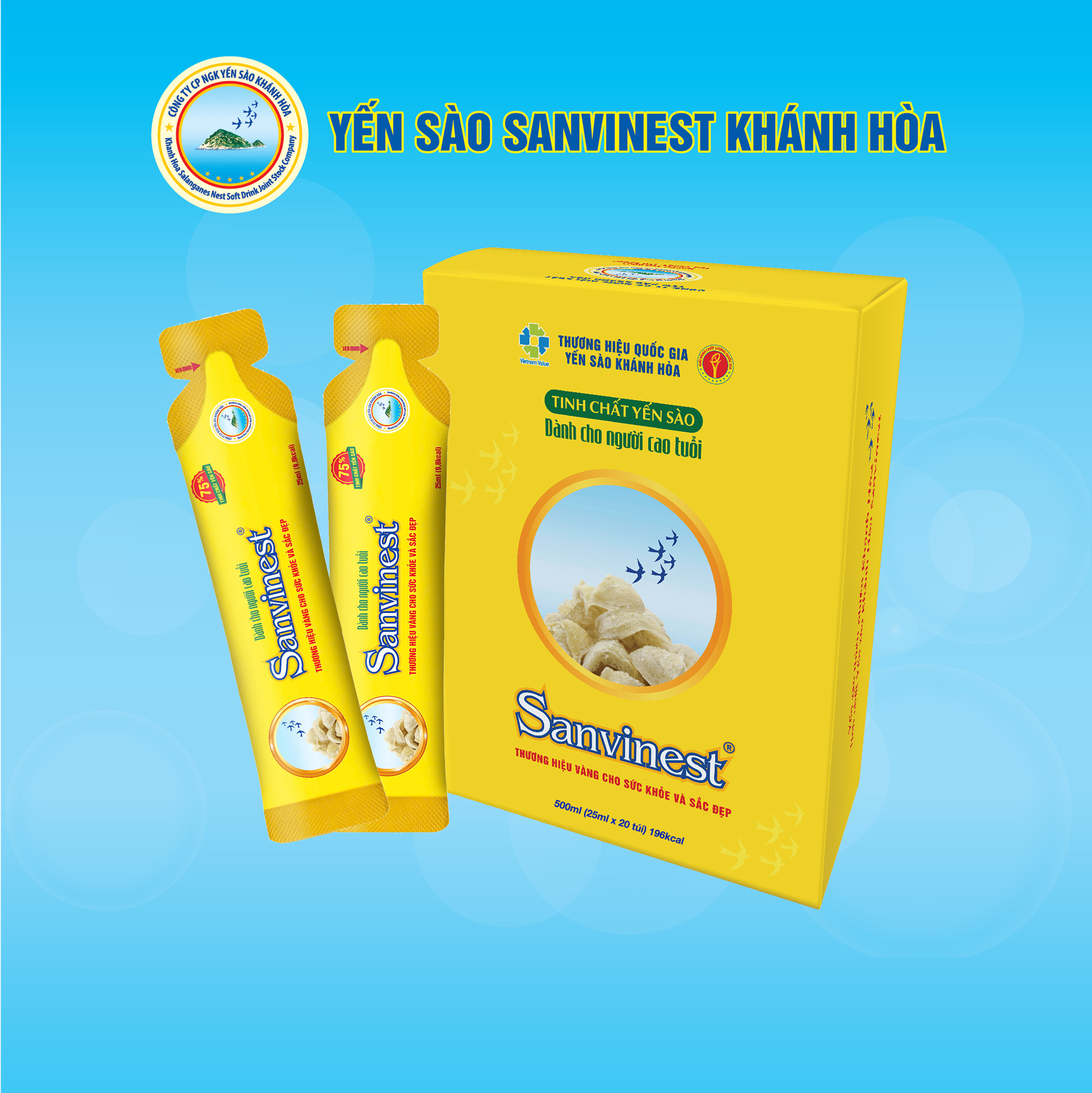 Tinh chất Yến sào Khánh Hòa Sanvinest dành cho người cao tuổi (Hộp 20 túi 25ml) - 512H20