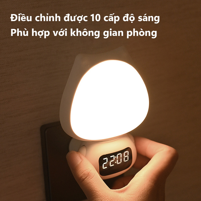 Đèn ngủ để bàn tích hợp đồng hồ và điều khiển từ xa thông minh- K1575