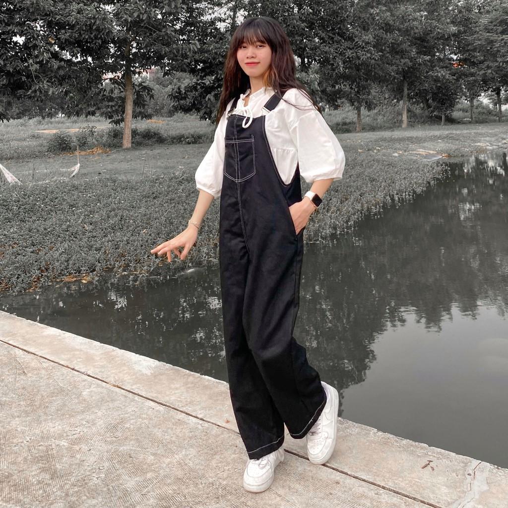 Yếm Quần Chất Kaki Dập Chỉ Nổi Phong Cách