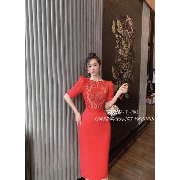 Đầm ôm body đầm nữ phối ren tay ngắn