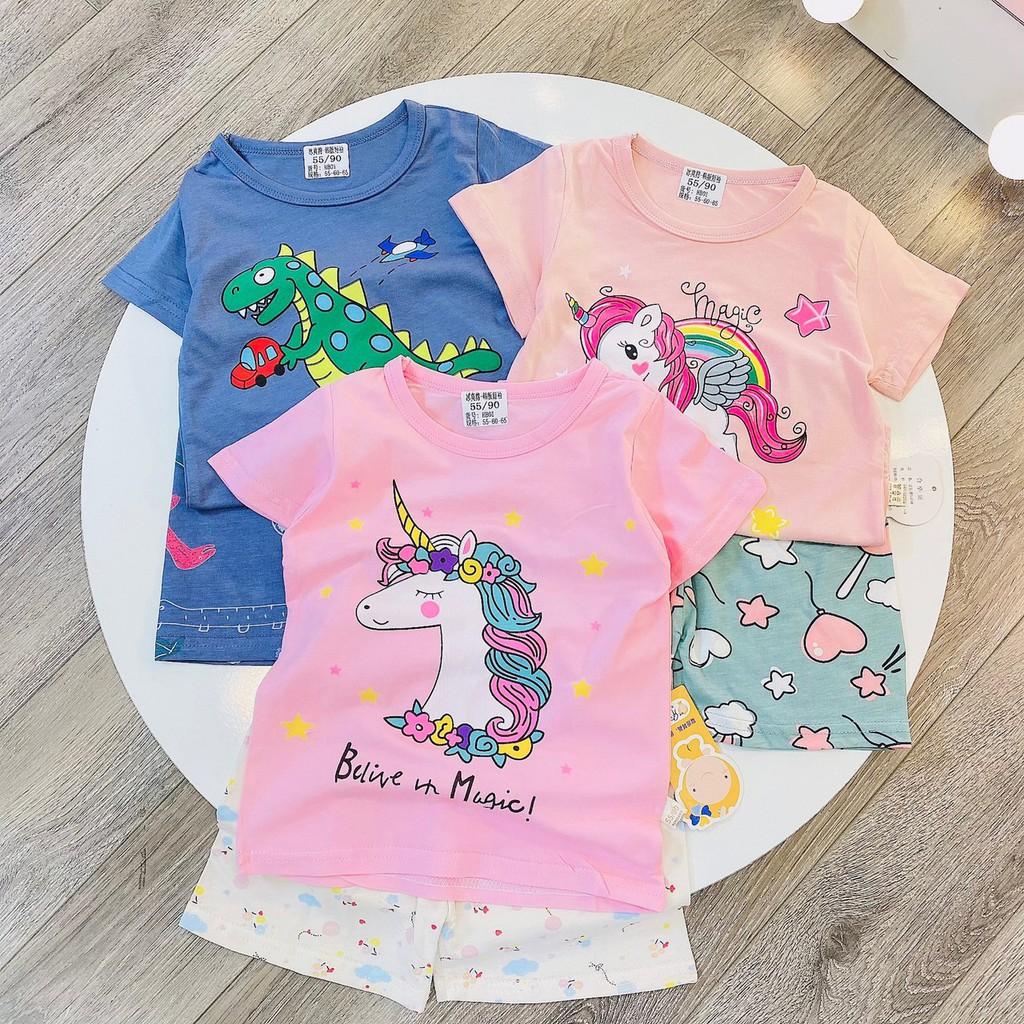 Bộ Cộc Tay Cho Bé Bộ Quảng Châu Xuất Hàn Cộc Tay Cho Bé Trai Bé Gái Chất Siêu Mềm Mịn Thoáng Mát