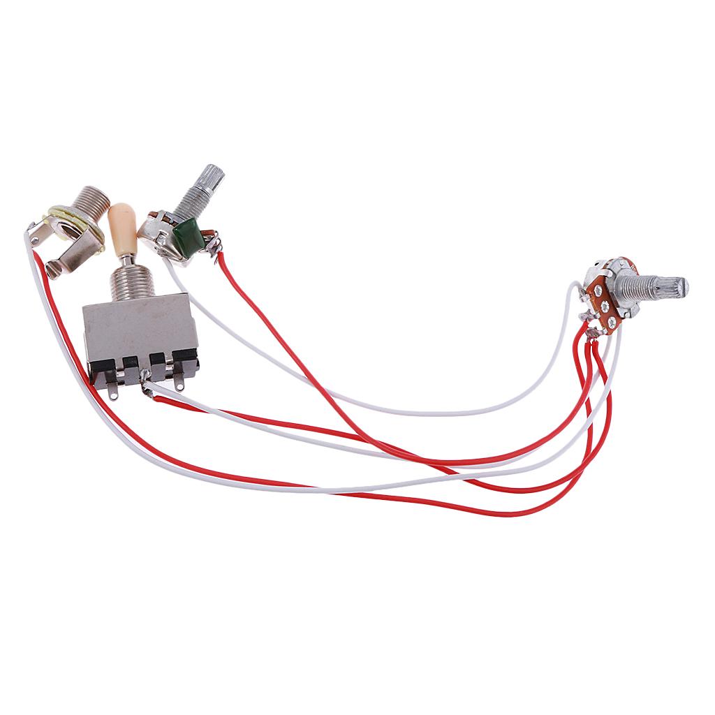 Electric Guitar Bass Wiring Harness 3-Way Switch 1V1T with Active EQ Pickup, Volume Tone Control