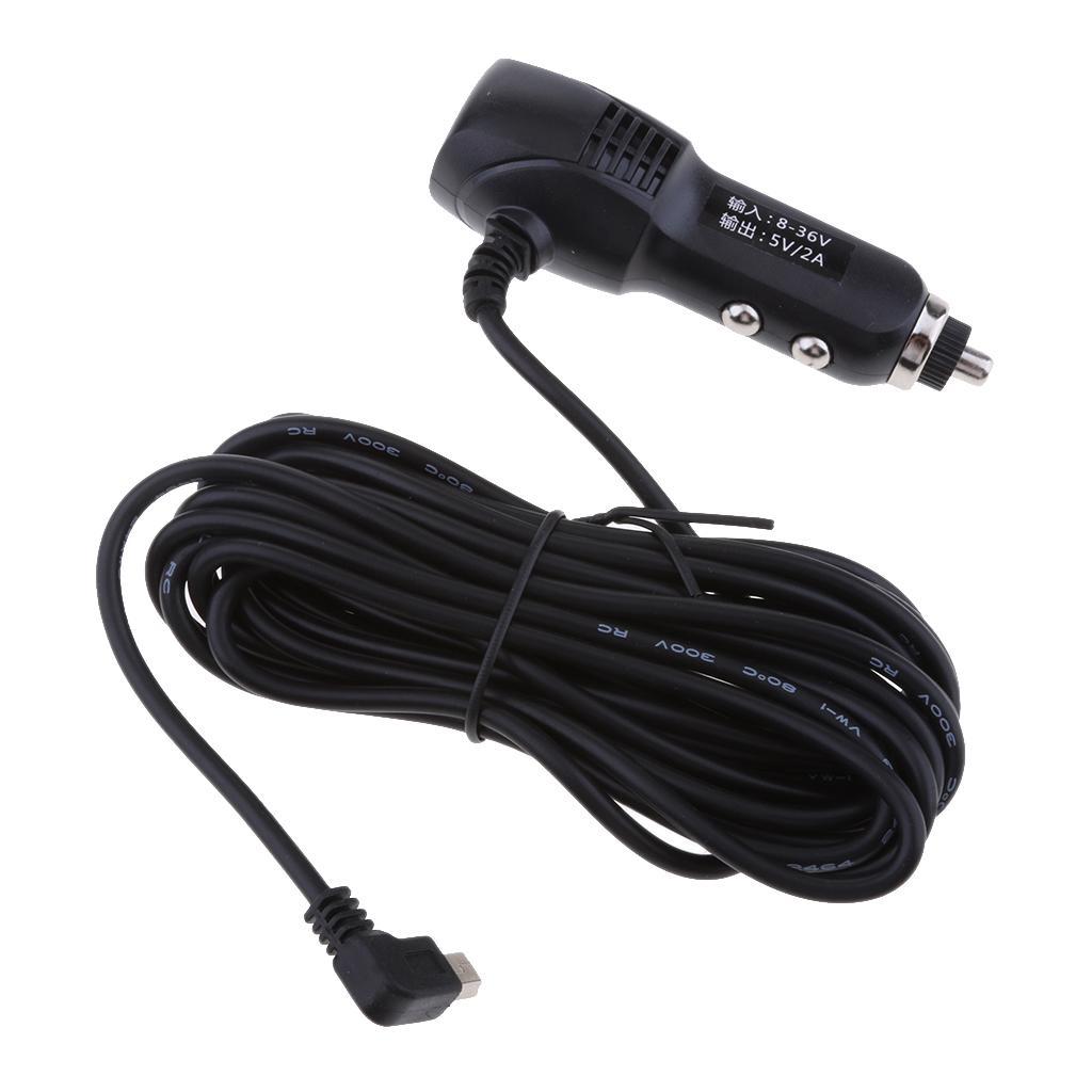 Universal 5V 2A Car Charger Adapter with Mini USB Right Cable for GPS DVR