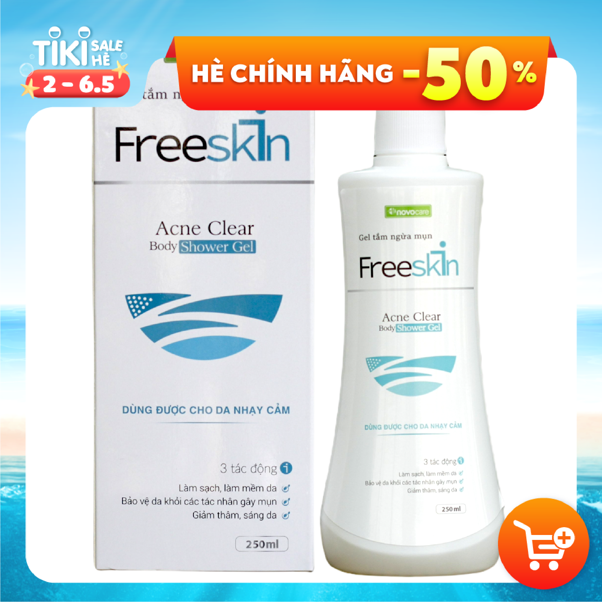 Gel Tắm Ngừa Mụn - FreeSkin 250ML - Thổi Bay Mụn, Dưỡng Sáng Da