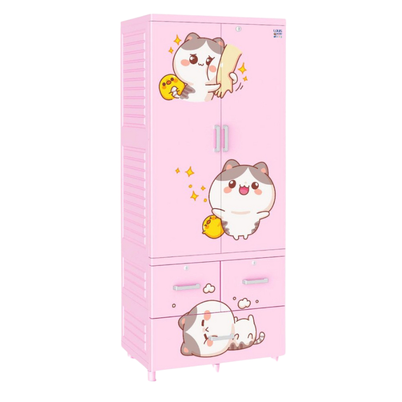 [Chính hãng Qui Phúc] Tủ nhựa treo quần áo LOUIS 2 tầng, thanh treo inox tiện lợi, có khóa