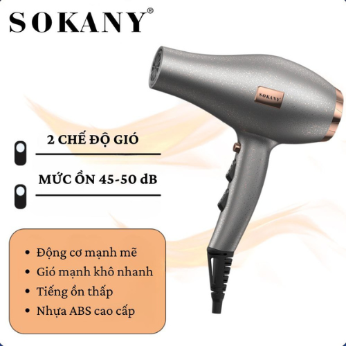 Máy sấy tóc chuyên dụng SOKANY SK-14015 công suất lớn 2400W, máy sấy chuẩn salon 2 chiều nóng lạnh giúp giảm gãy rụng tóc - HÀNG CHÍNH HÃNG - DELIYA