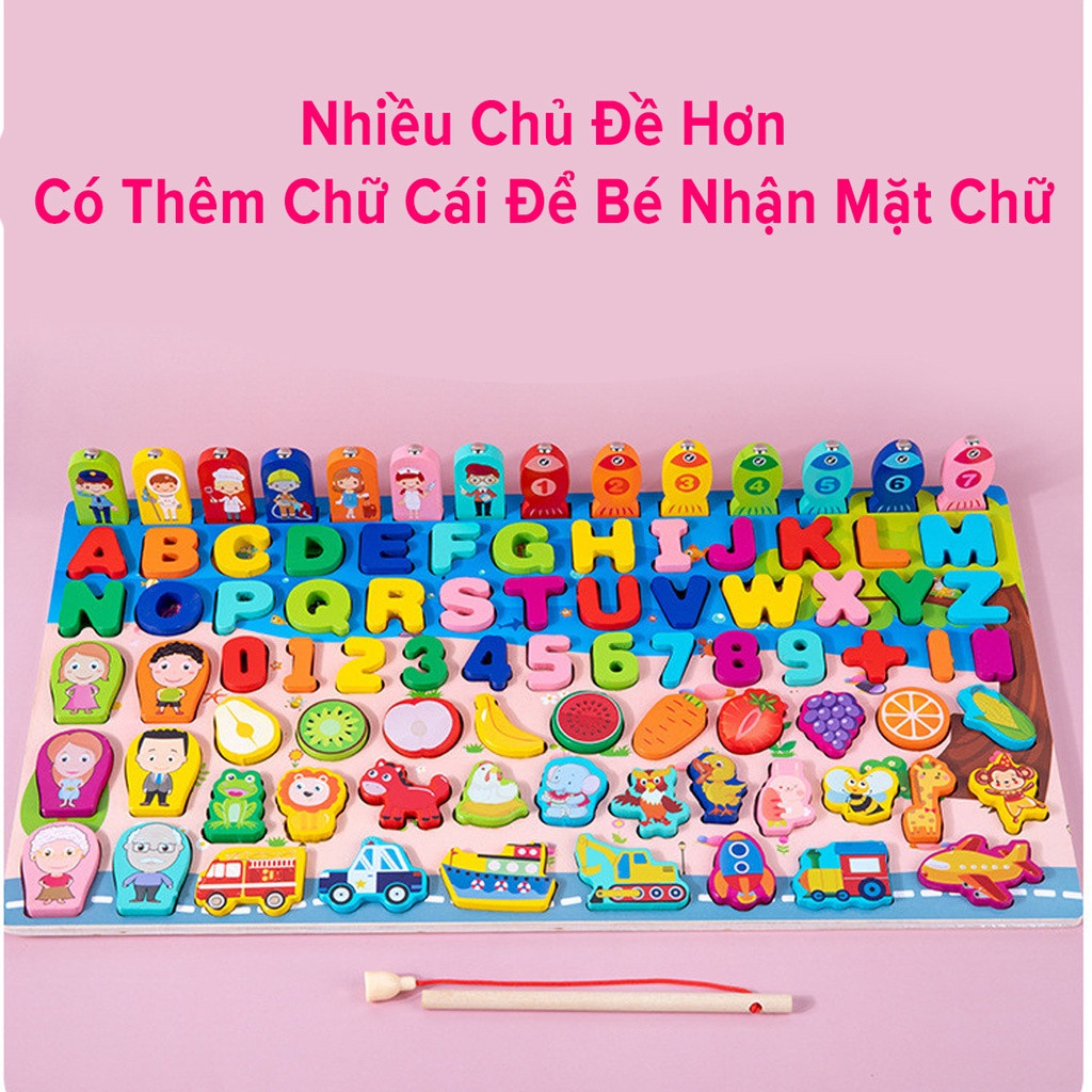 Đồ Chơi Bảng Chữ Cái Thông Minh Hãng DoDoDios – Bộ Trò Chơi Câu Cá, Ghép Số Học, Hình Ảnh