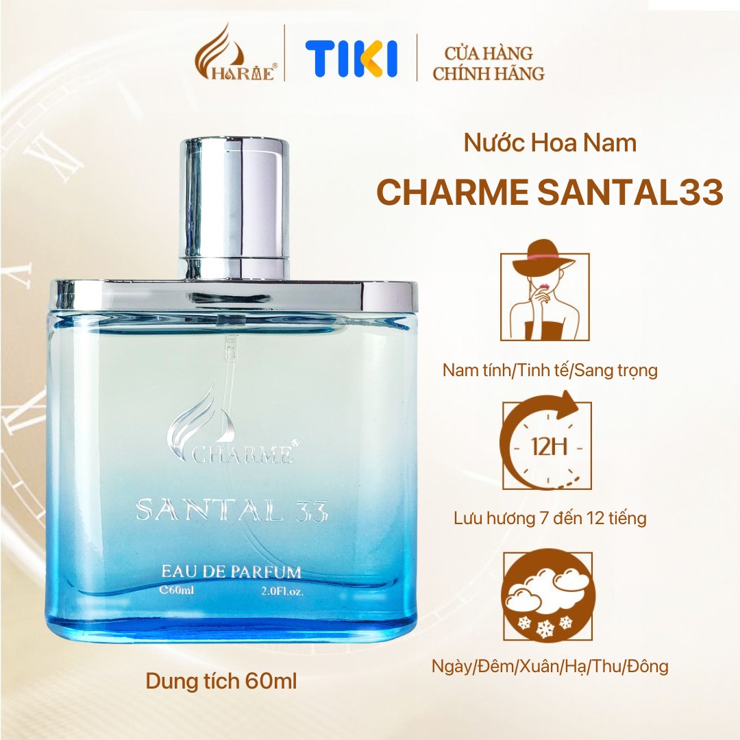 Nước Hoa Nam CHARME SANTAL33 60ml Lưu Hương Lâu Nam Tính, Sang Trọng_Nước Hoa Chính Hãng