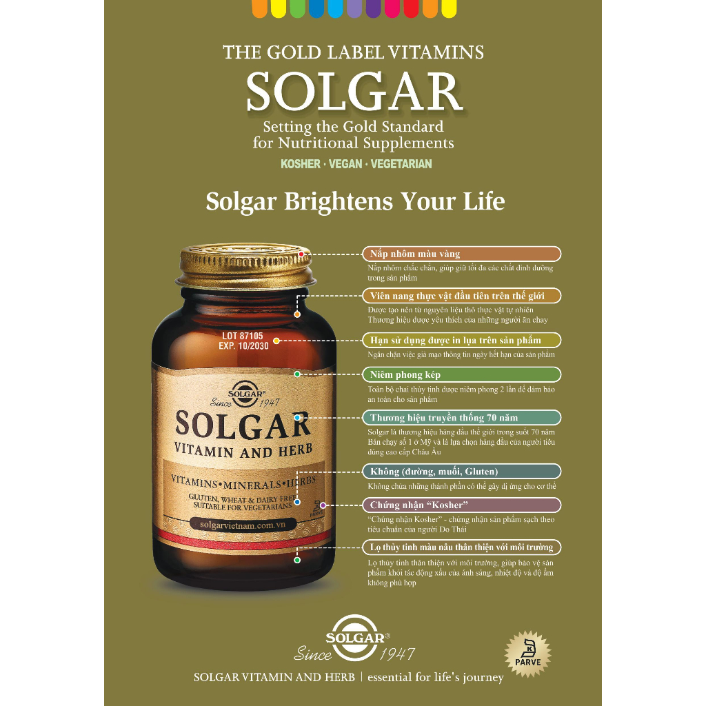 Viên Uống Solgar Vitamin Ester-C Plus 500mg Viên Nang Thực Vật