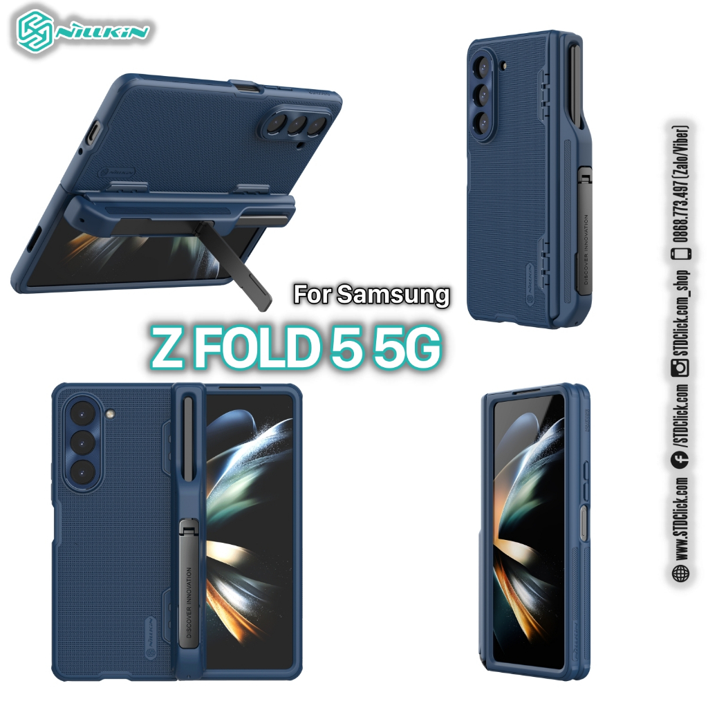 ỐP LƯNG DÀNH CHO ĐIỆN THOẠI SAMSUNG Z FOLD 5 5G NILLKIN Super Frosted Shield Fold - LƯNG NHỰA CỨNG VIỀN DẺO KÈM KHAY GIỮ BÚT