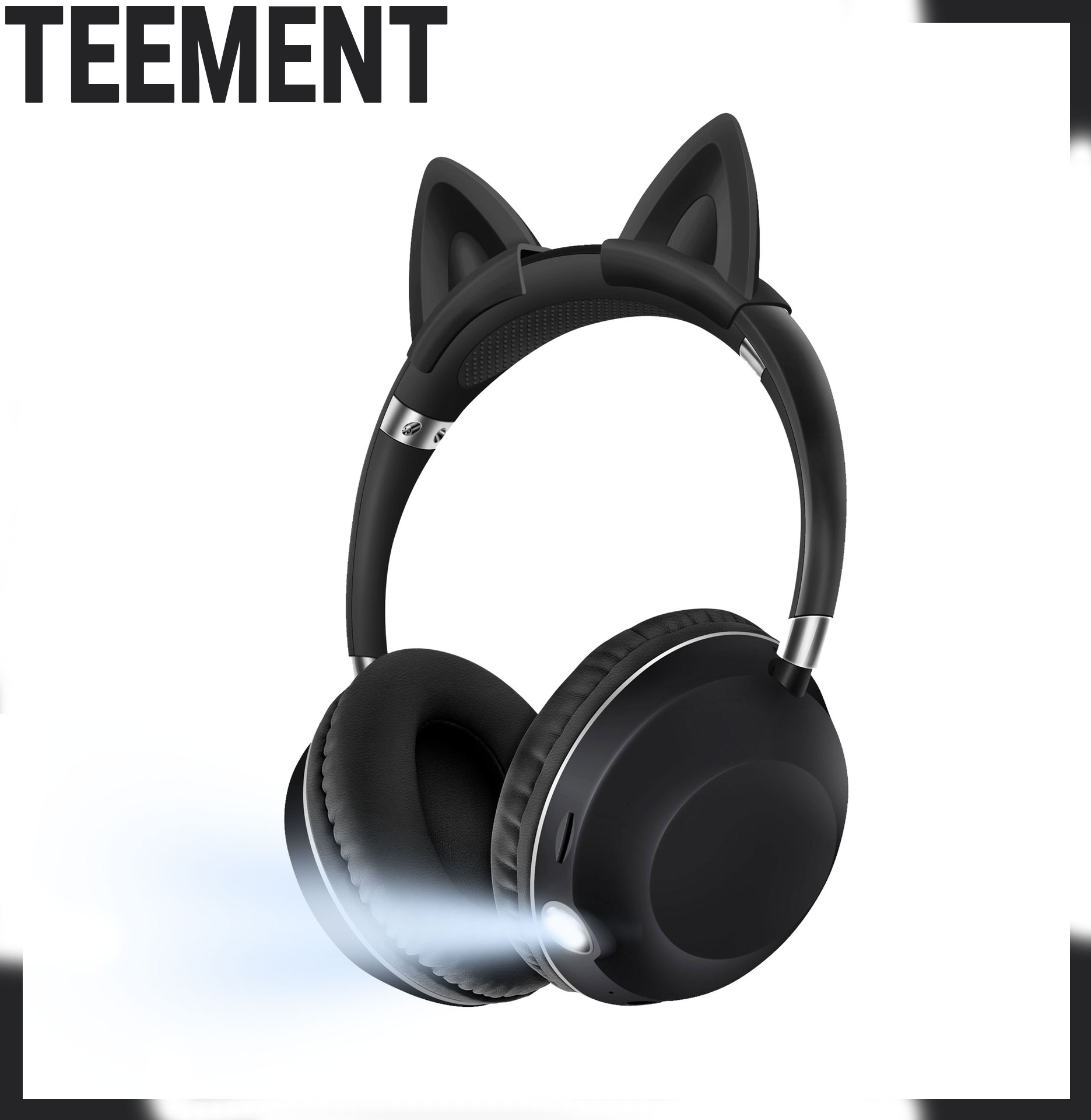 Tai Nghe Bluetooth Tai Mèo Cao Cấp Teement, Có Đèn Pin Tiện Lợi, Tai Nghe Không Dây, Tai Nghe Chụp Tai, Có Đèn Led Nghe Nhạc Chơi Game Đàm Thoại Dùng Được Cho Điện Thoại, Laptop, Máy Tính Tai Nghe Mèo Có Mic Hỗ Trợ Điều Chỉnh Âm Lượng - Hàng Chính Hãng