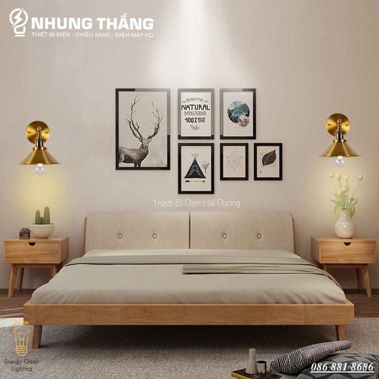 Đèn Treo Tường Đĩa Bay Lòng Sâu Thân Vàng Cao Cấp TN201-V - Decor Trang Trí Nhà Hàng , Quán Cafe Siêu Đẹp - Kèm Bóng T64