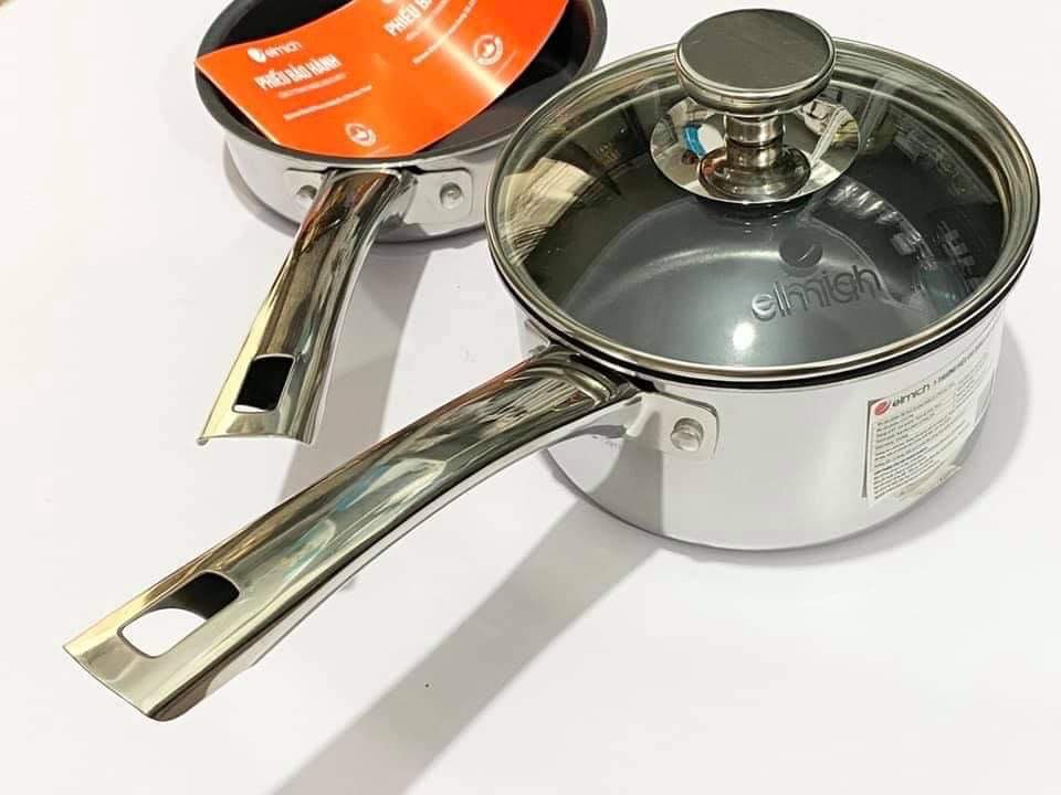 Bộ nồi quánh và chảo chống dính inox đáy liền Elmich Trimax Baby EL-3794 (Đường kính 14cm) - Hàng chính hãng