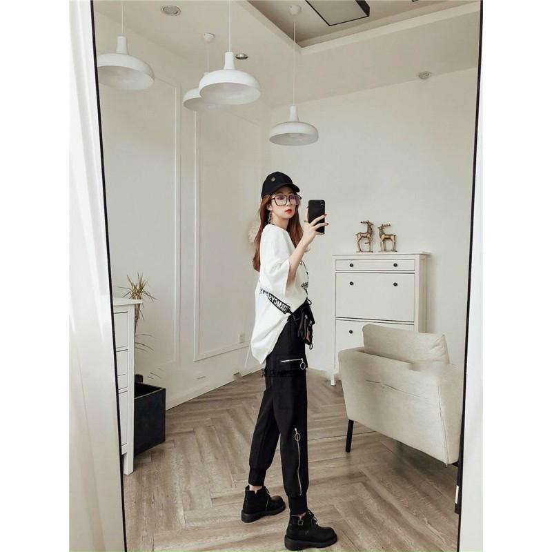 Quần jogger túi hộp nữ phối khoá kéo