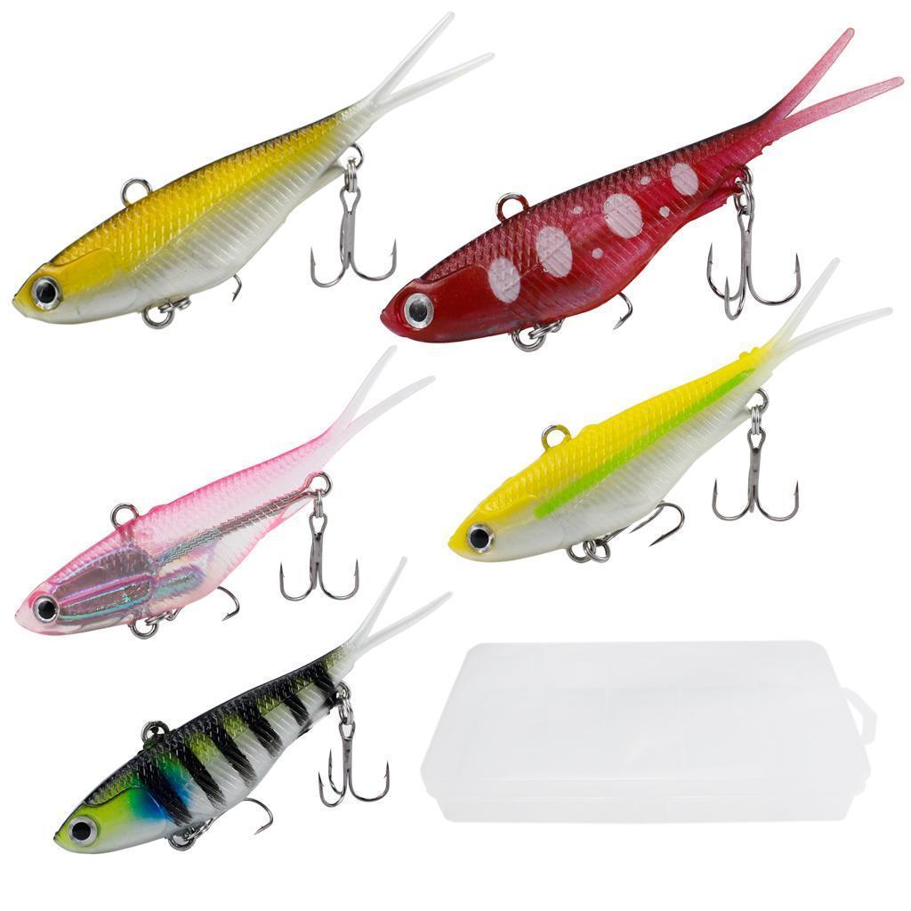 5pcs Soft Fishing Lure Jigs - Swim Hooks Lures Baits Spinnerbait Swimbait Crankbait for Freshwater Saltwater Trolling
