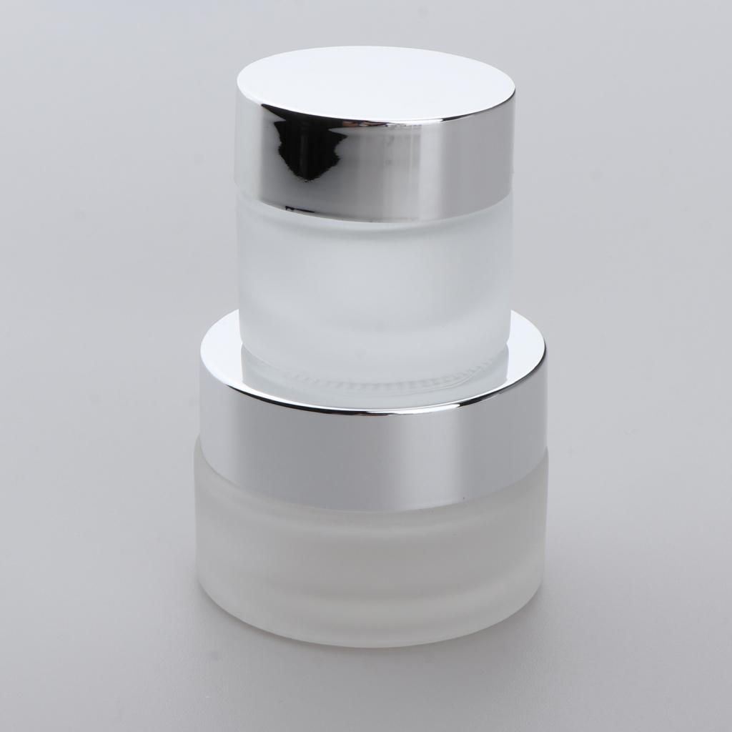 Frosted Glass Bottle,Travel Makeup Face Cream Pot Empty Cosmetic Jar Container with Screw Lid,Pack 5pcs