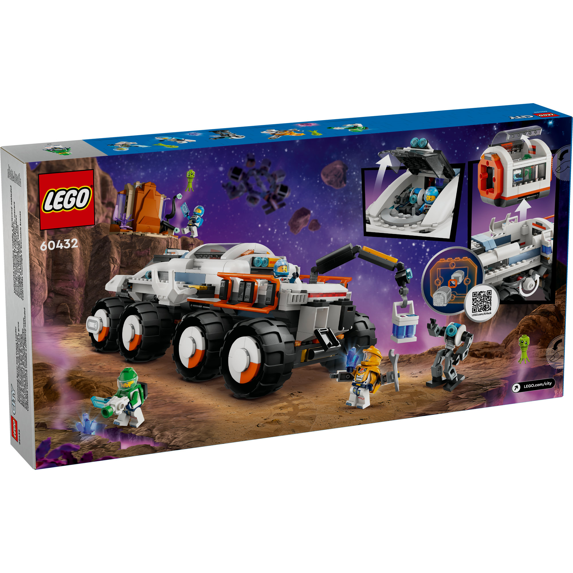 LEGO CITY 60432 Đồ chơi lắp ráp Xe thám hiểm vũ trụ có cần trục (758 chi tiết)