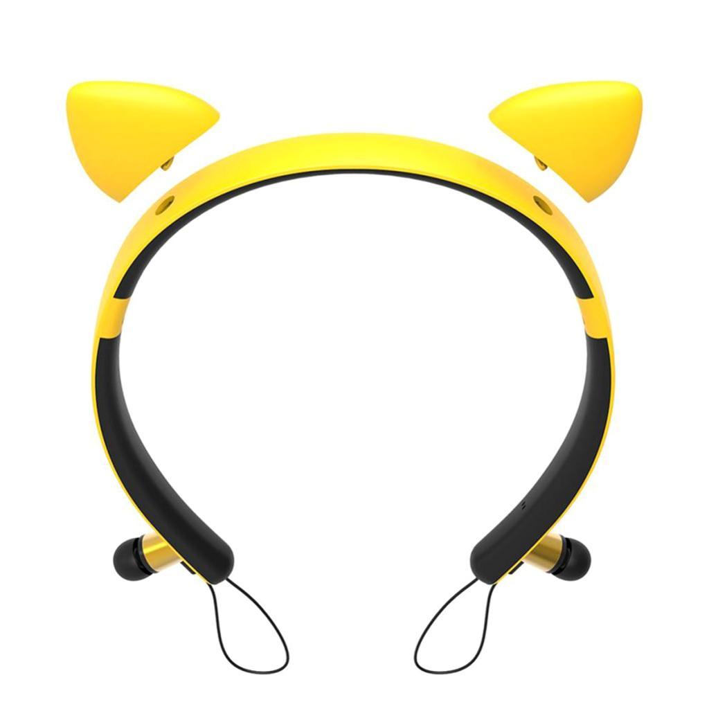 Wireless Bluetooth Headphones Neckband Headse Sports Stereo Magnetic Earphones with Mic Yellow
