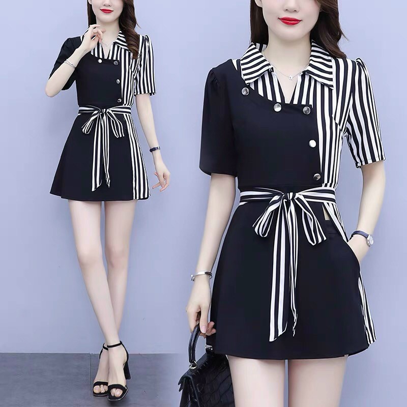 SÉT SHORT PHỐI SỌC CỘT EO