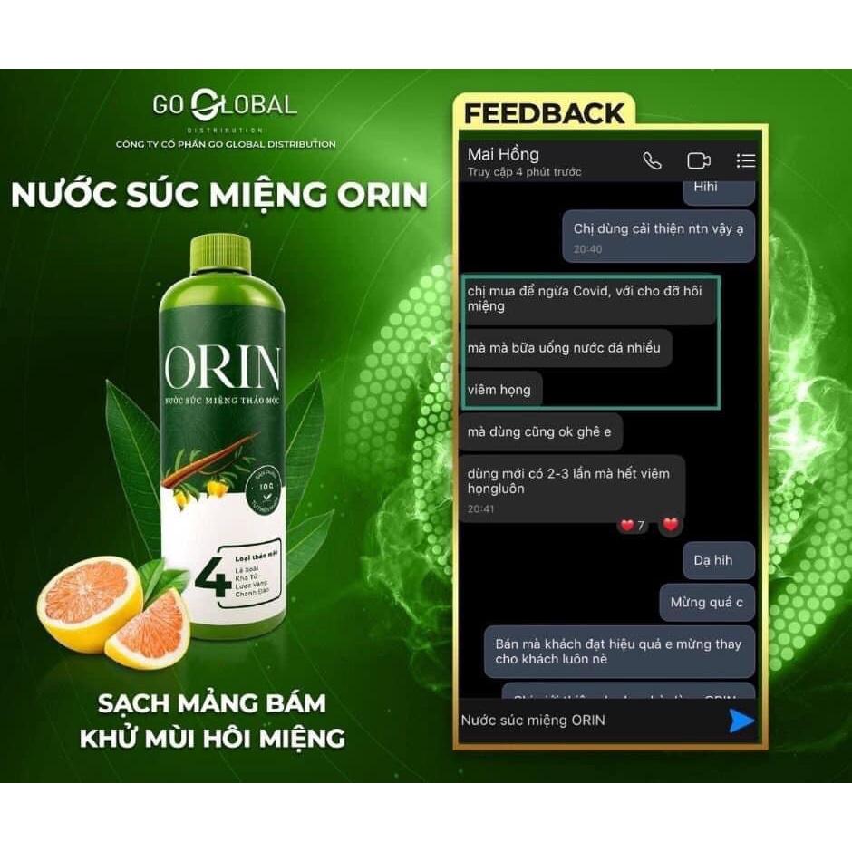 Nước súc miệng thảo mộc Orin 100ml ( Dược Phương Nam) ngừa sâu răng, kháng khuẩn, tan mảng bám