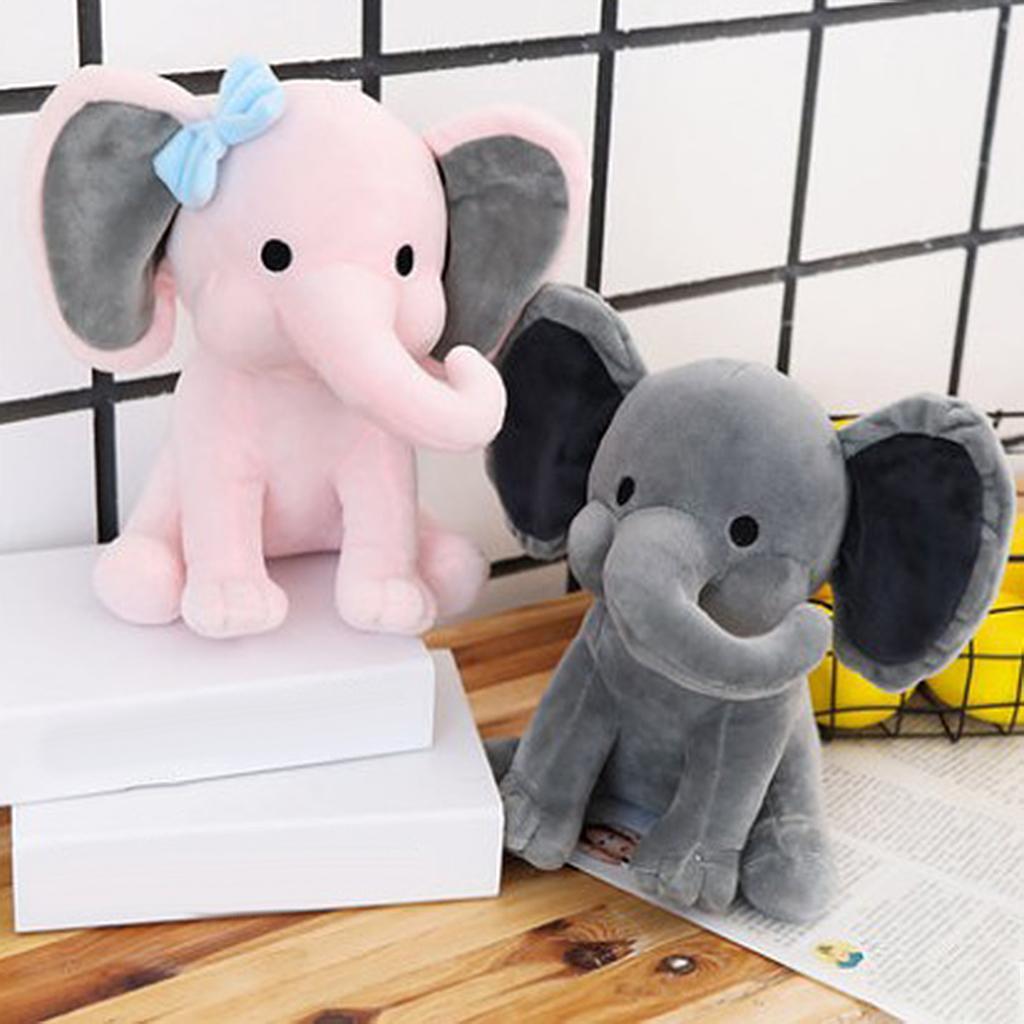 9.8in Elephant Plush Stuffed Animal Toy Throw Pillow for Sleeping Lovely Grey