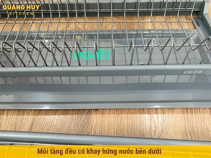 Giá úp bát 2 tầng cho tủ bếp trên inox sơn Nano bảo hành 15 năm han gỉ
