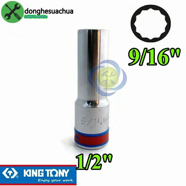 Tuýp 9/16 hệ inch 1/2 Kingtony 423016S loại dài 12 cạnh màu trắng 14.29mm