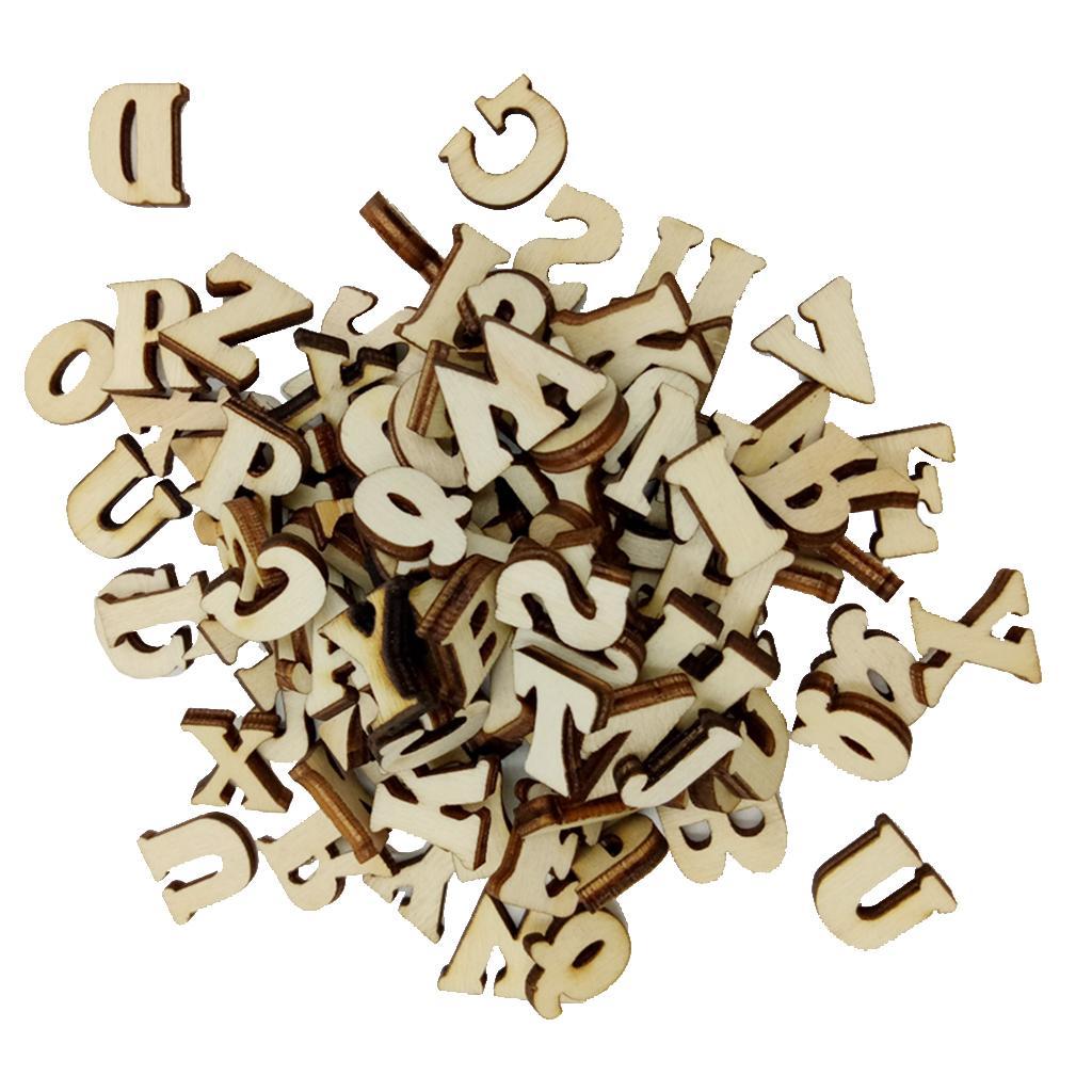 3-22pack 100pcs Mixed Alphabet Wooden Pieces Embellishments for Crafts