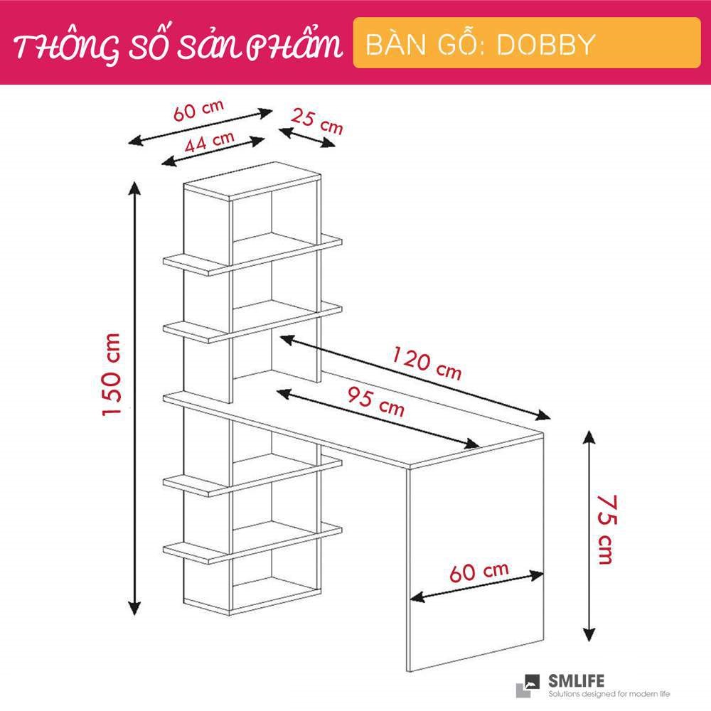 Bàn làm việc, bàn học gỗ hiện đại SMLIFE Dobby