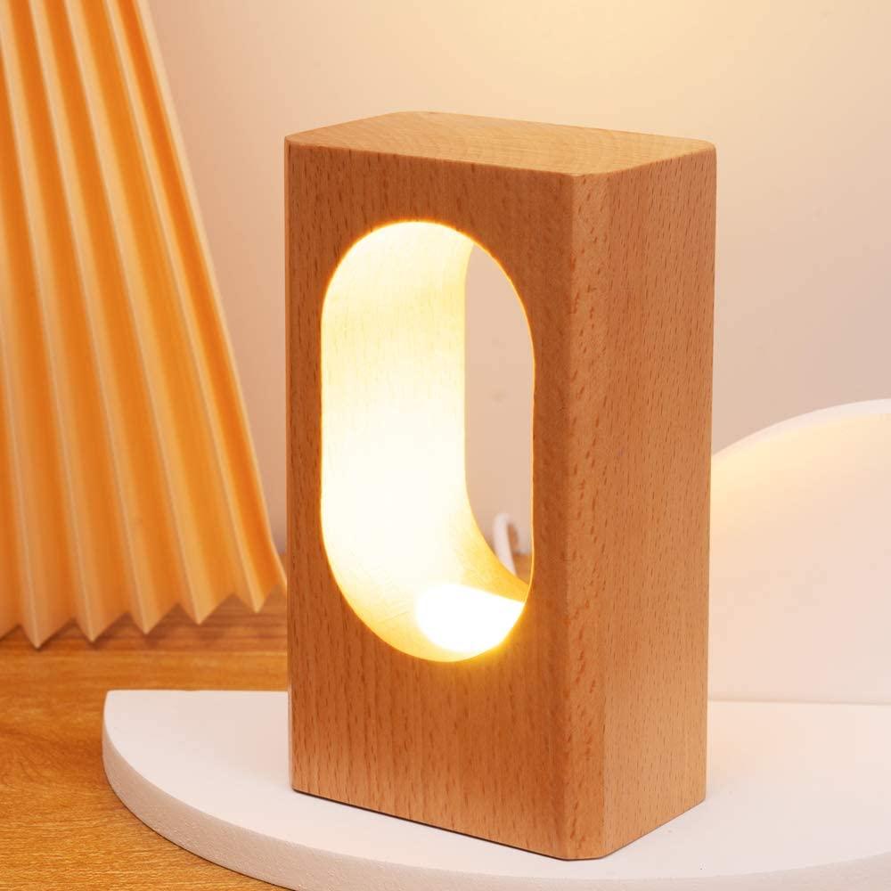 Đèn bàn gỗ LED, Đèn ngủ đầu giường phòng ngủ, Đèn LED có thể điều chỉnh độ sáng