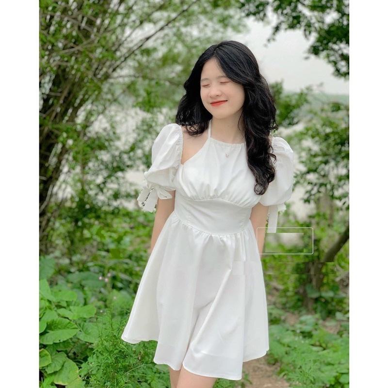 Mẫu mới hot 2023 RẺ VÔ ĐỊCH Váy Tiểu Thư Trắng Trễ Vai - Đầm Xòe babydoll Mặc Nhiều Kiểu Hot