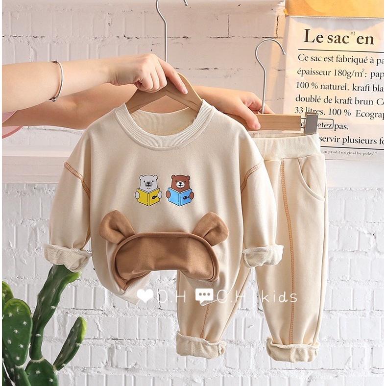 Bộ đồ ngủ cotton 100% thời trang thu đông cho bé trai-gai