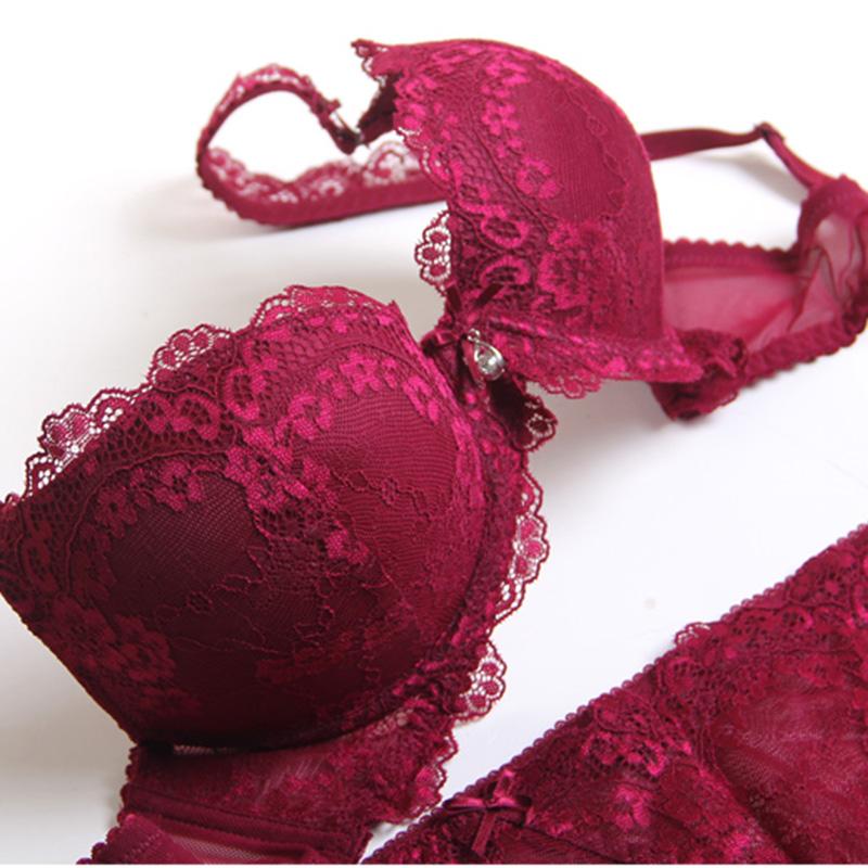 Mới Bộ Đồ Lót Nữ Ren Sexy Push-Up Áo Ngực Và Quần Bộ Nơ Thoải Mái Yếm Trẻ Trung Áo Ngực Có Thể Điều Chỉnh sâu V Quần Lót