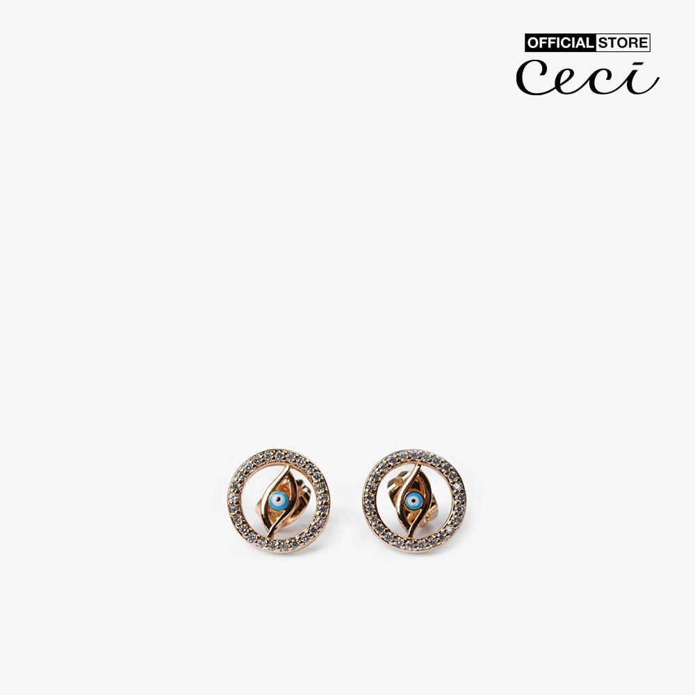 CECI - Khuyên tai nữ xỏ lỗ hình tròn phối thiết kế đôi mắt độc đáo CC1-09000107