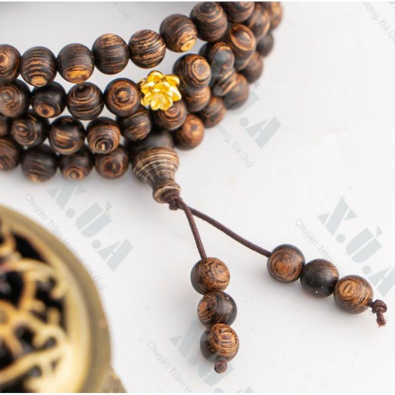 Vòng Tay Trầm Hương Sánh Chìm 108 Hạt Mix Charm Loại 8ly cực đẹp