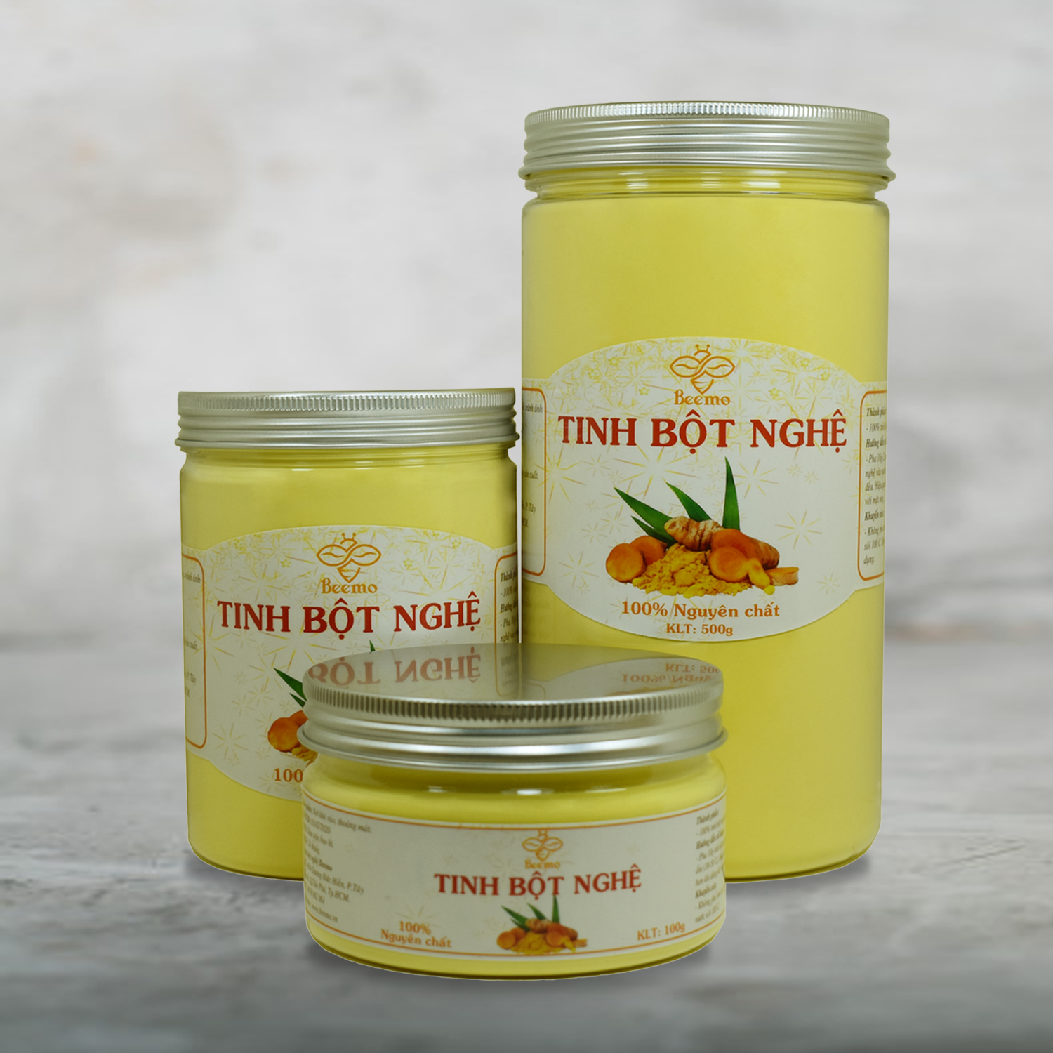 Tinh bột nghệ nguyên chất Beemo - Đắp mặt, hỗ trợ điều trị dạ dày đau bao tử, làm viên tinh nghệ mật ong