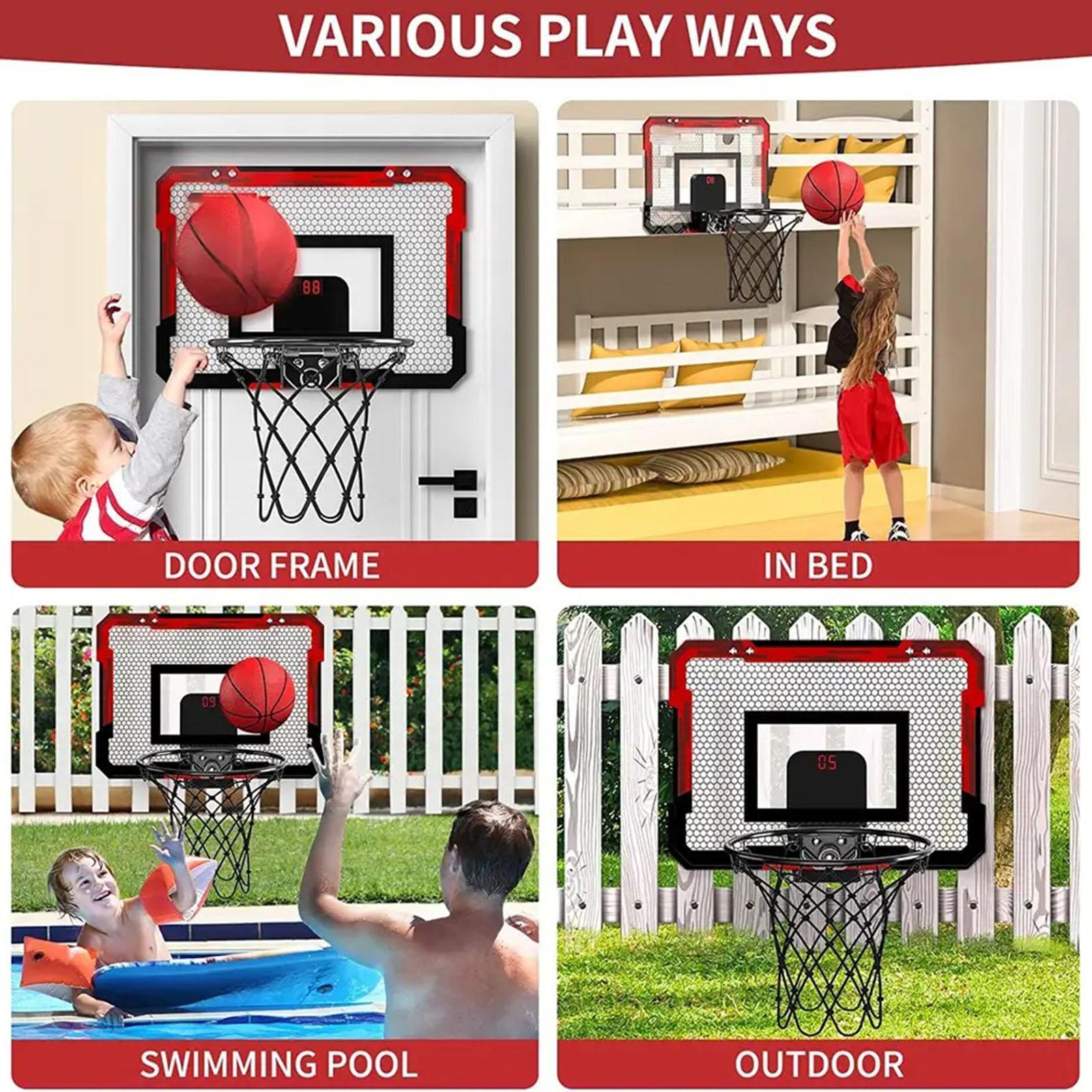 Mini Basketball Hoop Set Wall Mounted Portable Toy Door Game for Kids Adults