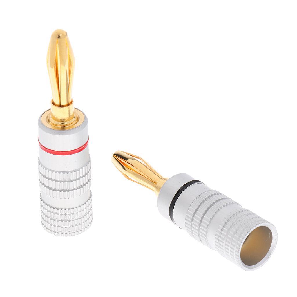 2pcs Banana Audio Jack Connector Audio Connector With 24k Double Screw Lock