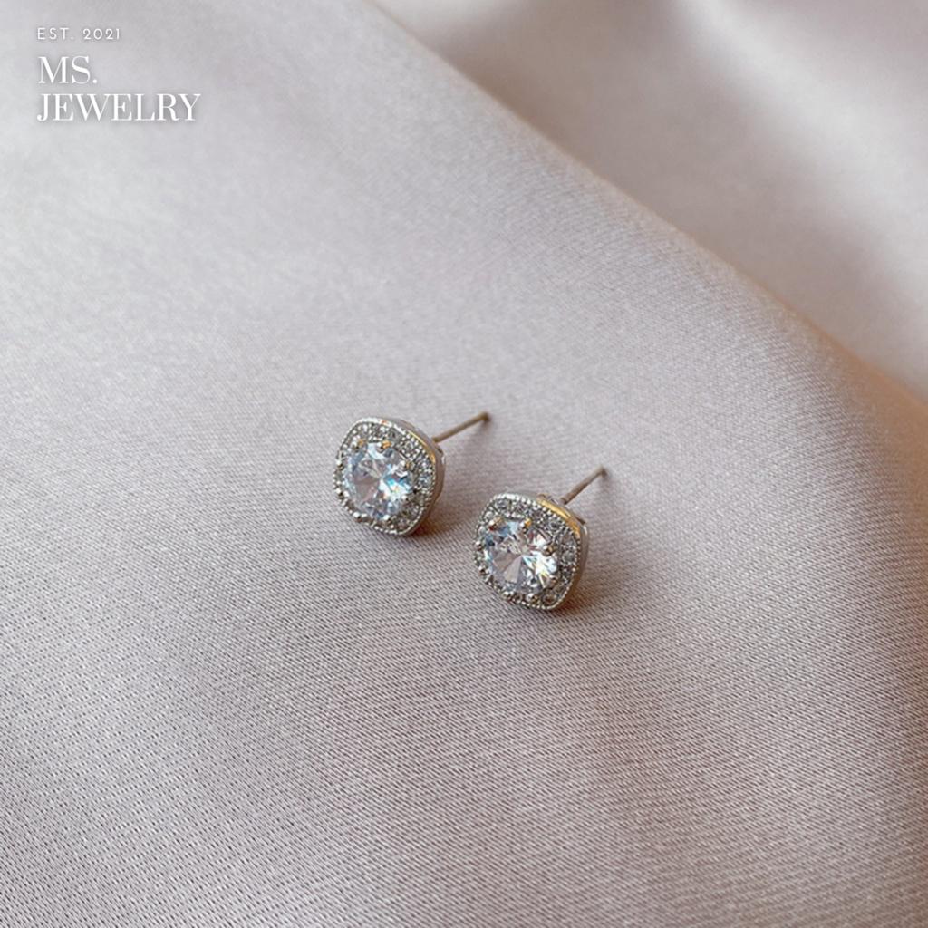 Khuyên Tai Bạc S925 Đá Cubic Zirconia size đá 5mm